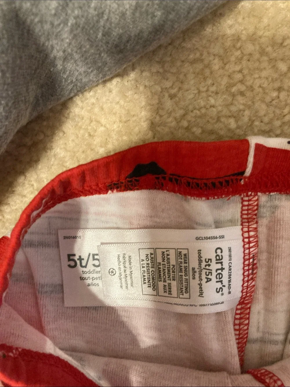 Carter's Toddler Fire Truck Pajama Set in Red, Gray, White - Picture 4 of 6